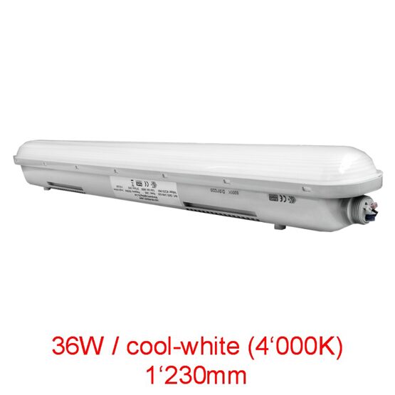 LED "ATLANTIS IP65" Feuchtraumleuchte 36W / 1'230mm / cool-white